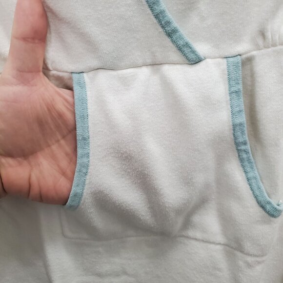 Athleta Women's White Aqua Boho Embroidered Hooded Long Sleeve‎ Surplus Tunic M - Picture 4 of 7